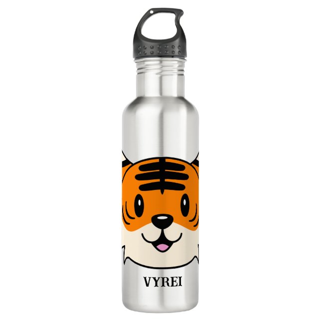 Cute Smiling Cartoon Tiger 710 Ml Water Bottle (Front)