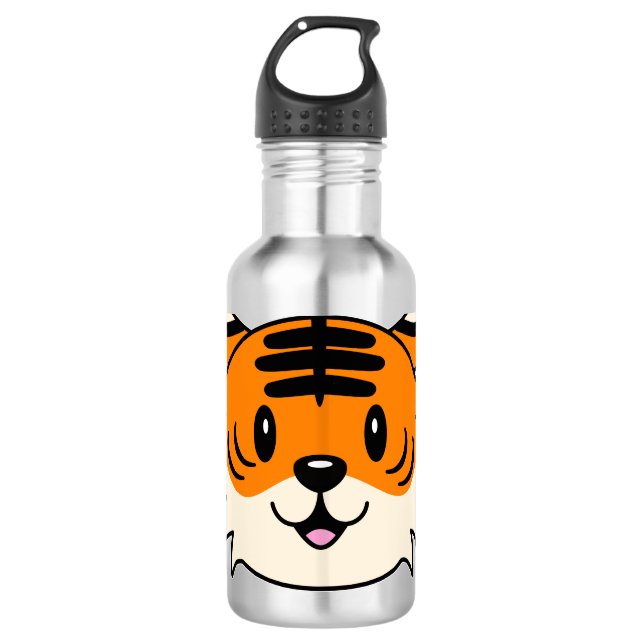 Cute Smiling Cartoon Tiger 710 Ml Water Bottle (Front)