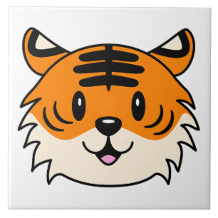 Cute Smiling Cartoon Tiger Ceramic Tile