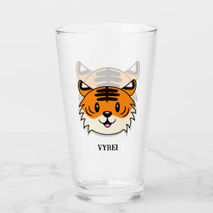 Cute Smiling Cartoon Tiger Glass