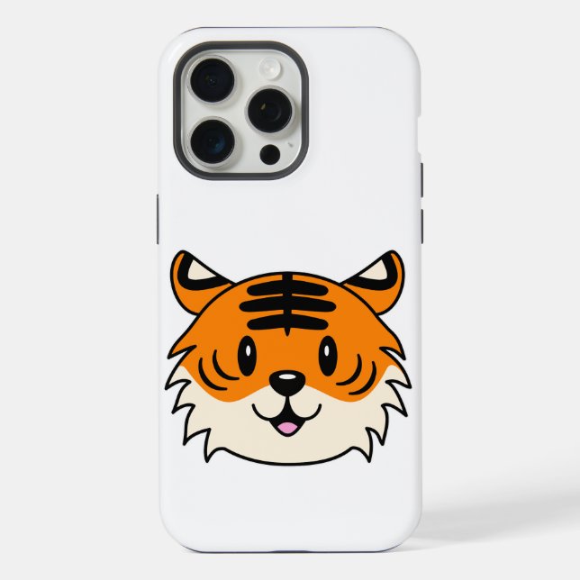 Cute Smiling Cartoon Tiger iPhone Case (Back)