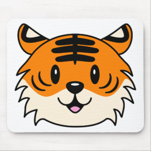 Cute Smiling Cartoon Tiger Mouse Pad