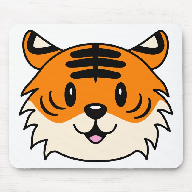 Cute Smiling Cartoon Tiger Mouse Pad (Front)
