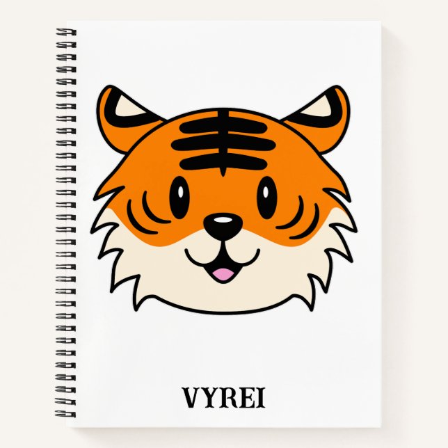Cute Smiling Cartoon Tiger Notebook (Front)