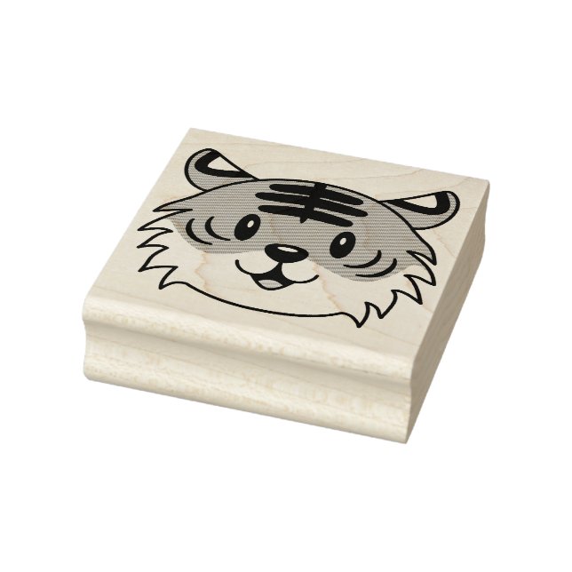 Cute Smiling Cartoon Tiger Rubber Stamp (Stamp)