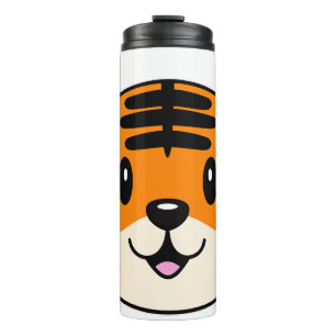 Cute Smiling Cartoon Tiger Thermal Tumbler