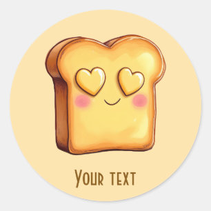 Cute Smiling Cartoon Toast Classic Round Sticker