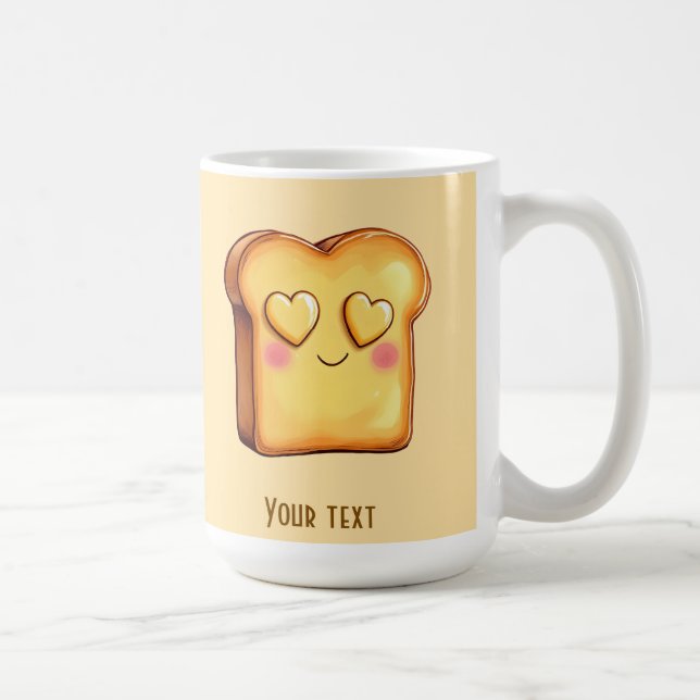 Cute Smiling Cartoon Toast Coffee Mug (Right)