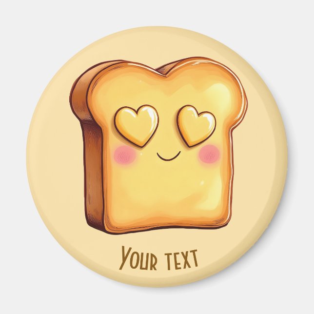 Cute Smiling Cartoon Toast Magnet (Front)