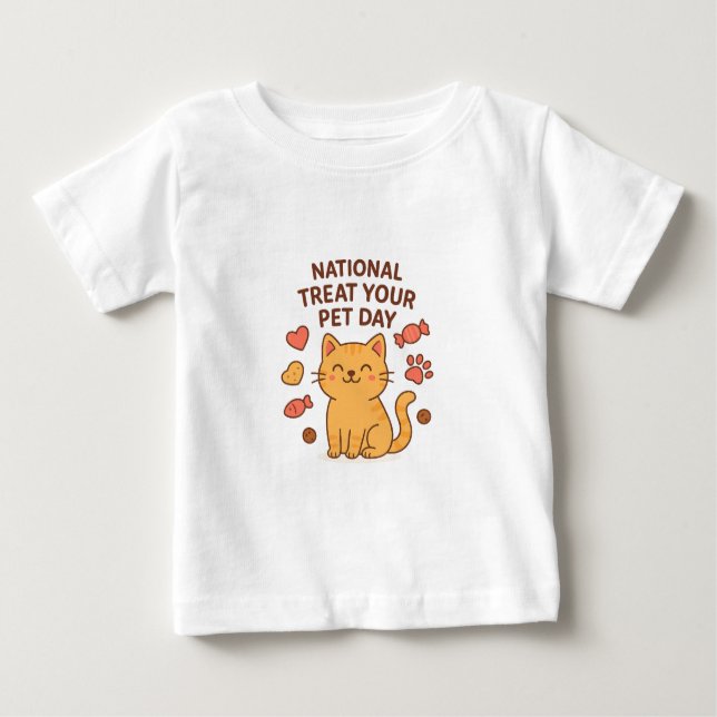 Cute Smiling Cat Shirt | National Treat  Pet Day (Front)