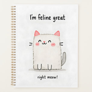 Cute Smiling Cat Watercolor Illustration Planner