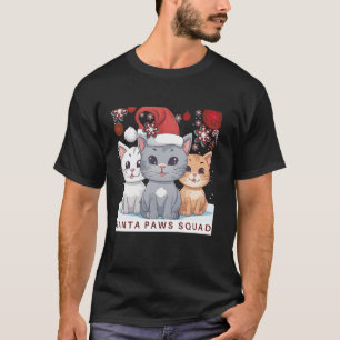 Cute Smiling Cats wearing Christmas Santa Holiday T-Shirt