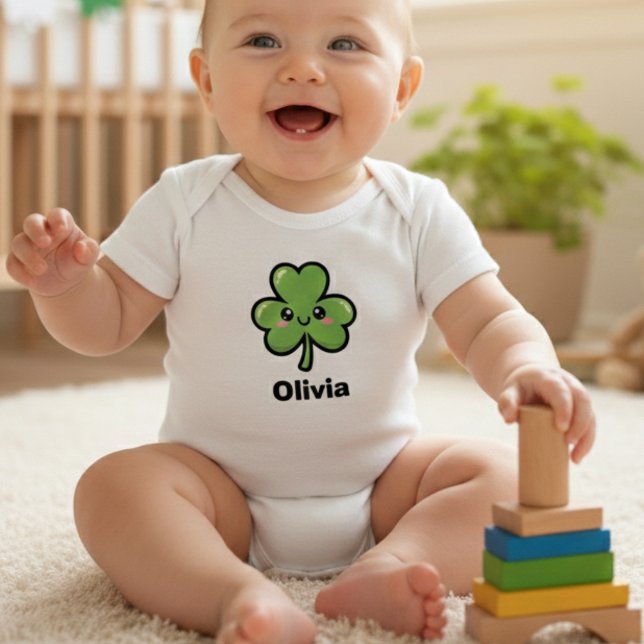 Cute Smiling Clover Baby Bodysuit (Creator Uploaded)