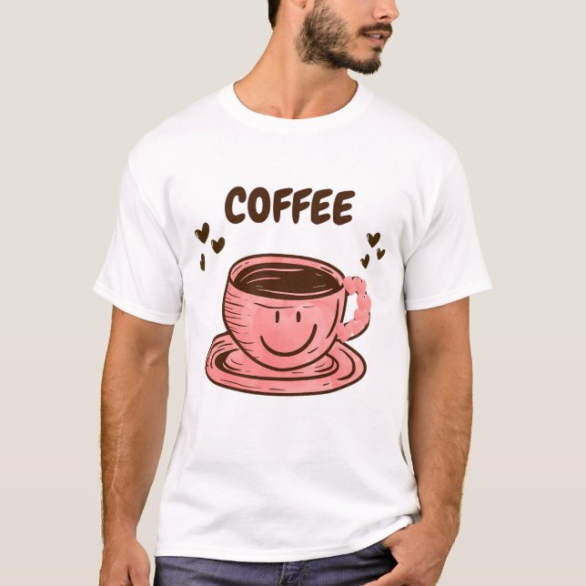 Cute Smiling Coffee Cup T-Shirt (Front)