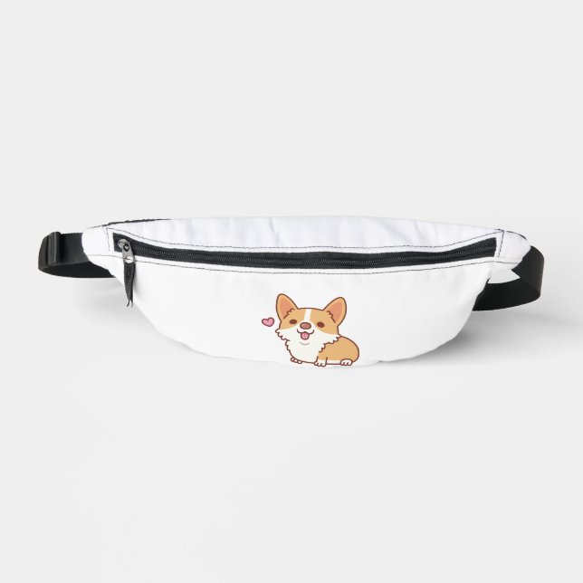 Cute Smiling Corgi Dog Bum Bags (Front)