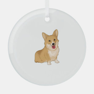 Cute smiling corgi glass tree decoration
