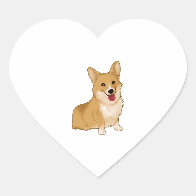 Cute smiling corgi  heart sticker (Front)