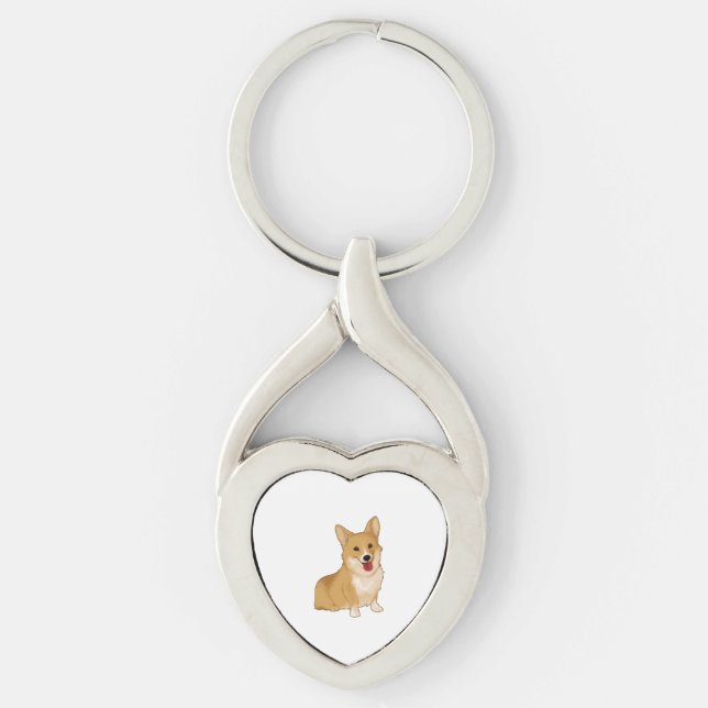 Cute smiling corgi  key ring (Front)
