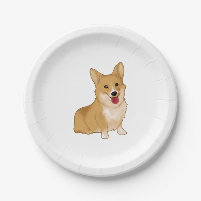 Cute smiling corgi  paper plate (Front)