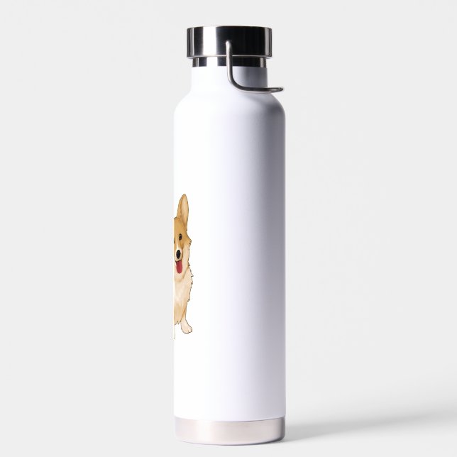 Cute smiling corgi  water bottle (Left)