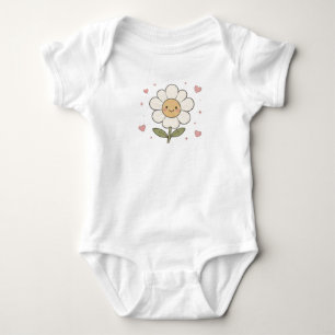 Cute Smiling Daisy Flower Pastel Hearts Aesthetic Baby Bodysuit
