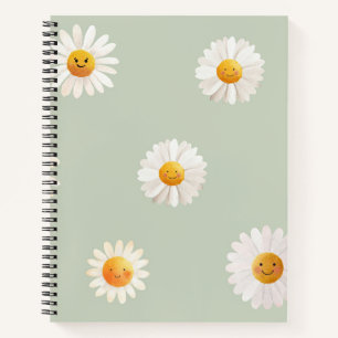 Cute Smiling Daisy Pattern Happy Floral Spring  Notebook