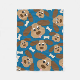 Cute Smiling Dog with Big Ears Fleece Blanket