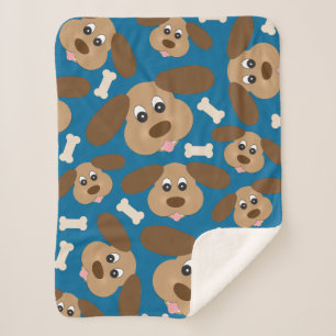 Cute Smiling Dog with Big Ears Sherpa Blanket