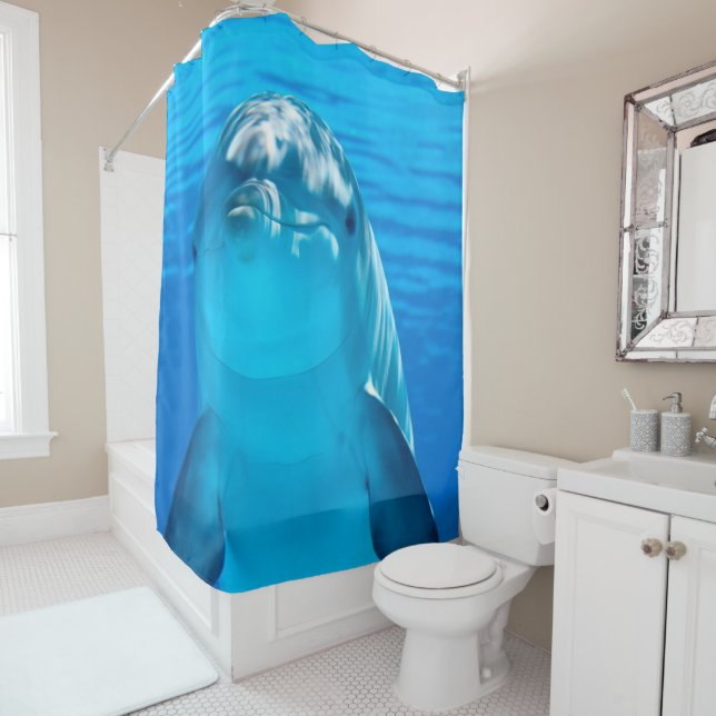 Cute Smiling Dolphin Shower Curtain (In Situ)