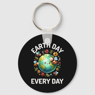 Cute Smiling Earth Day Every Day Earth Lover Men W Key Ring