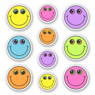Cute Smiling Emoji Faces Colorful