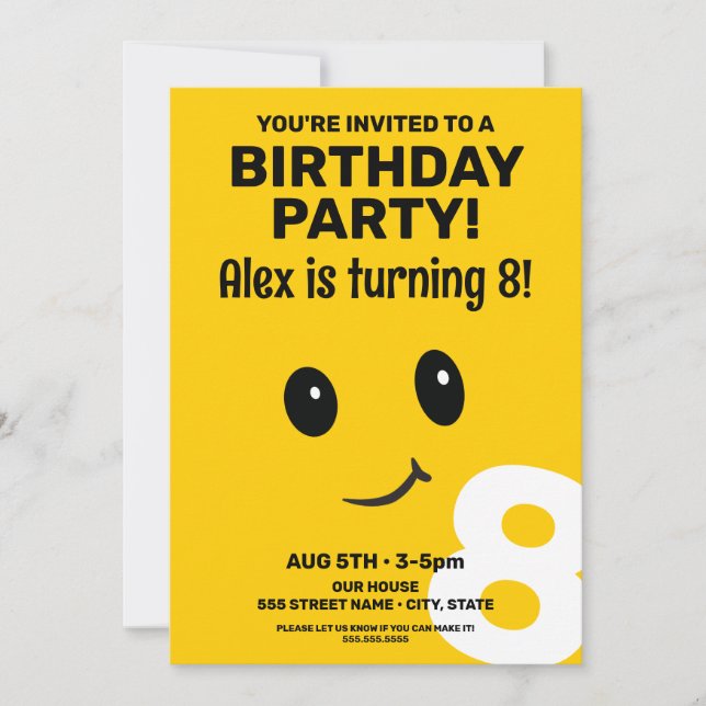 Cute Smiling Face Birthday Invitation (Front)
