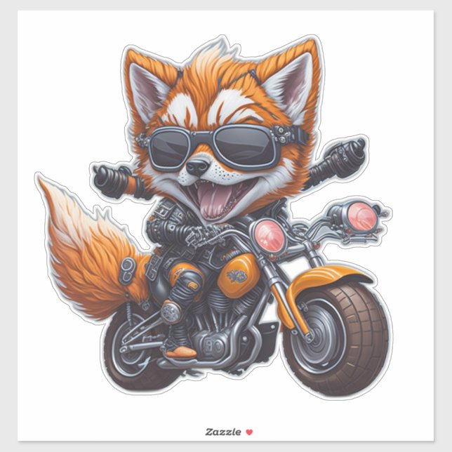 Cute Smiling Fox Riding Motorcycle (Sheet)