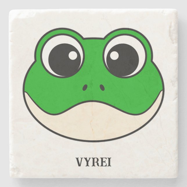 Cute Smiling Frog Stone Coaster (Front)