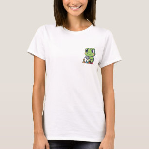 Cute Smiling Frog Watering Small Potted Plants T-Shirt