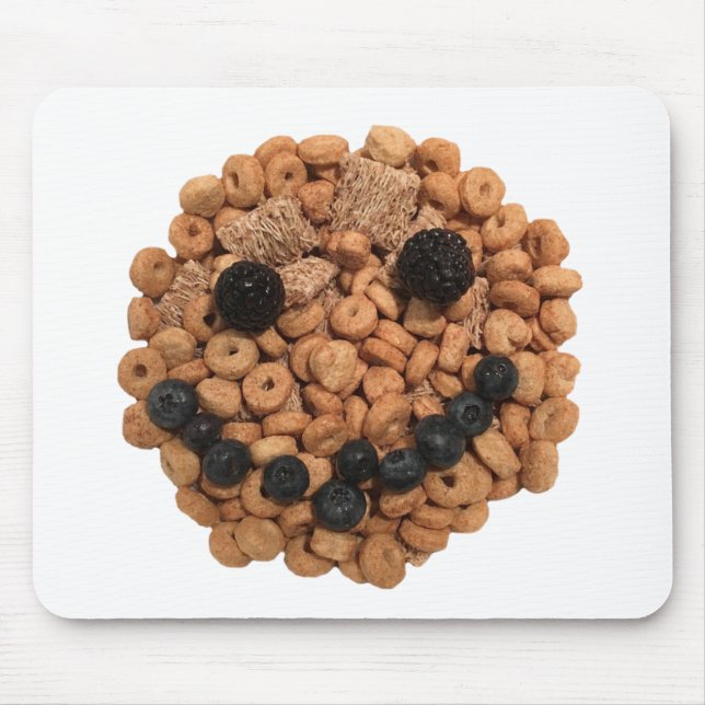 Cute Smiling Fruit and Cereal Face Mouse Pad (Front)