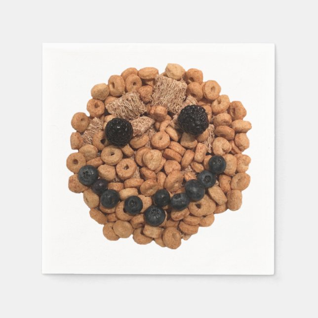 Cute Smiling Fruit and Cereal Face Napkin (Front)