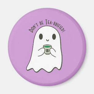 Cute Smiling Ghost & Japanese Tea Kanji Magnet