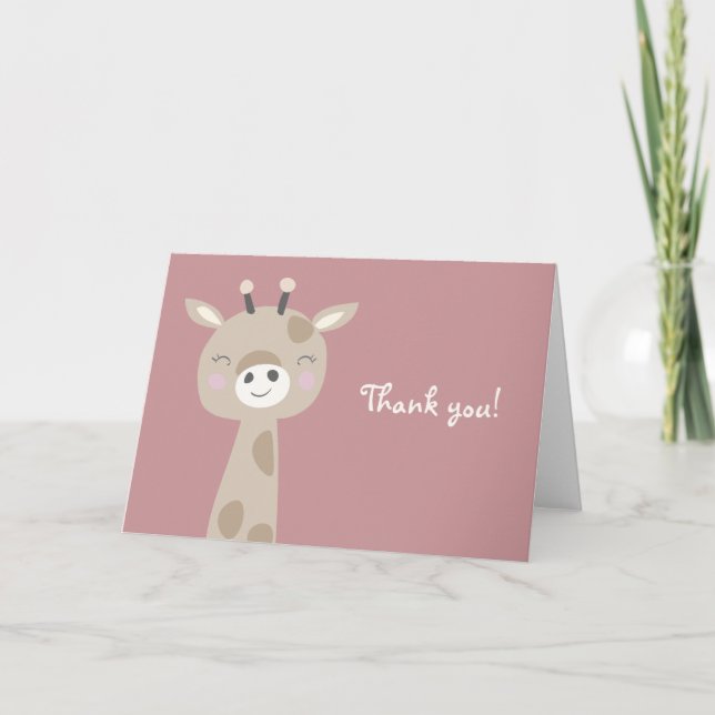 Cute Smiling Giraffe Thank You Card (Front)
