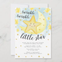 Cute Smiling Gold Twinkle Little Star Baby Shower