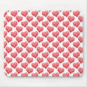 Cute Smiling Hearts Mouse Pad