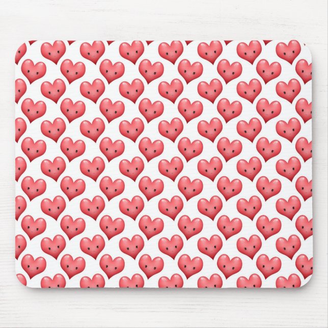 Cute Smiling Hearts Mouse Pad (Front)
