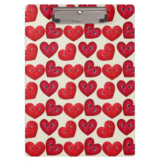 Cute Smiling Hearts Seamless Pattern - Valentine’s Clipboard