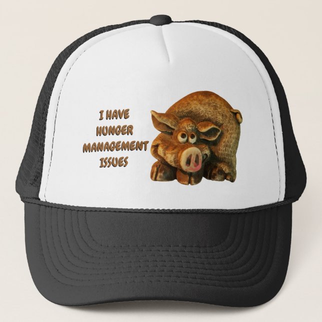 Cute Smiling Hog Hunger Management Issues Trucker Hat (Front)