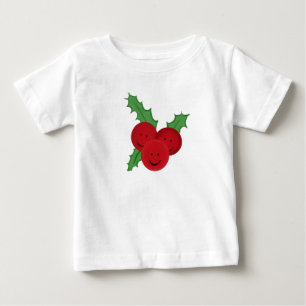 Cute smiling holly Christmas drawing Baby T-Shirt