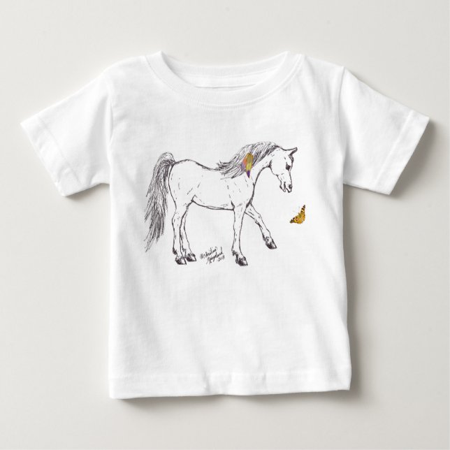Cute smiling Horse with butterfly Shirts (Front)