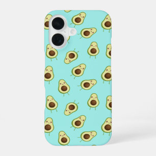 Cute Smiling Kawaii Avocado Pattern iPhone 16 Case