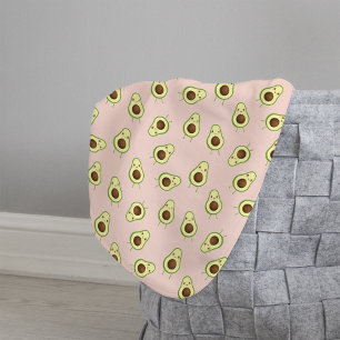 Cute Smiling Kawaii Avocado Pattern Sherpa Blanket