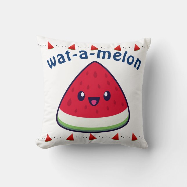 Cute Smiling Kawaii Watermelon  Cushion (Front)