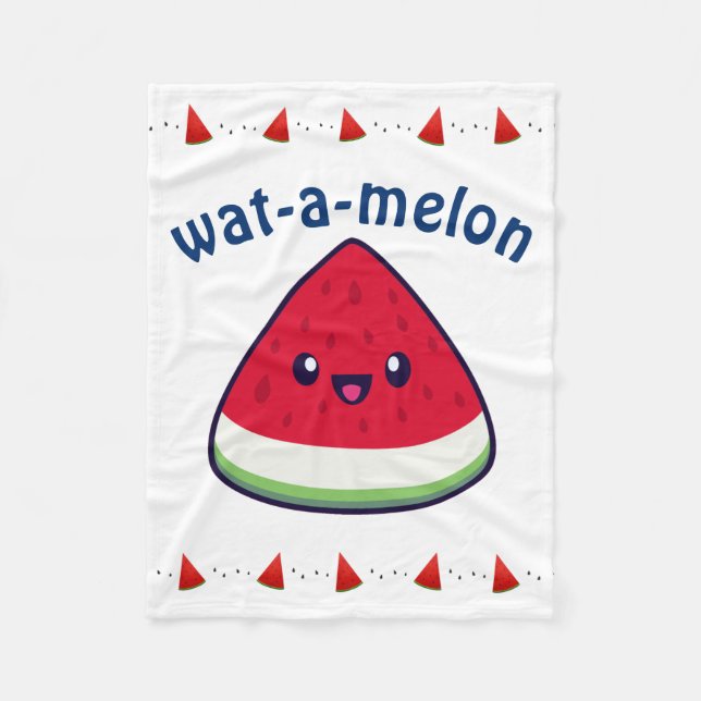 Cute Smiling Kawaii Watermelon  Fleece Blanket (Front)